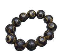 ZHIBO Colección de pulseras naturales de tres ojos con cuentas Dzi, piedra, Piedra