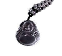 ZHIBO Collar con colgante de Buda Maitreya de cristal blanco natural para mujer, Piedra