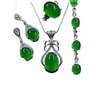 ZHIBO Joyería fina joyería natural del jade 925 medular anillo de la pulsera de los pendientes pendientes de plata conjuntos de joyería de las mujeres del partido