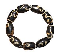 ZHIBO Pulsera de cuentas de ágata blanca y negra del Tíbet, piedra, Piedra