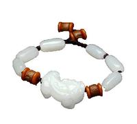 ZHIBO Pulsera de jade blanco de jade natural de Xinjiang Hetian para hombre y mujer, Piedra