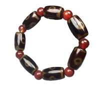 ZHIBO Pulseras de cuentas Dzi de ágata natural con tres ojos, joyería para hombres y mujeres, piedra, Piedra
