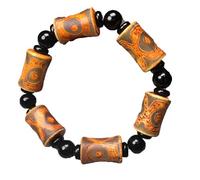 ZHIBO Tibet - Pulsera de cuentas Dzi con tres ojos de ágata vieja de bambú, piedra, Piedra