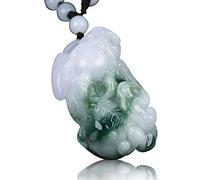 ZHIBO Un par de colgantes de Jade PiXiu de Birmania natural para hombres y mujeres, Piedra