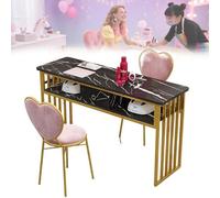 ZHIGUANYUN Mesa de uñas, Escritorio de manicura con Textura de mármol con múltiples estantes Abiertos, Mesa Multiusos para el hogar, salón de Belleza, SPA Black-100cm