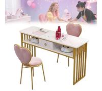 ZHIGUANYUN Mesa de uñas, Escritorio de manicura con Textura de mármol con múltiples estantes Abiertos, Mesa Multiusos para el hogar, salón de Belleza, SPA White-100cm