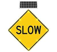 ZHIGUANYUN Señal de límite de Velocidad con energía Solar, señal de Carretera LED Intermitente - Aluminio, Resistente a la Intemperie para Calles y aceras urbanas 30in