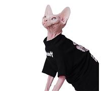 ZHIHAN Sphinx Gato Ropa sin Pelo Gato Camiseta Chaleco Primavera y Verano Negro, Camiseta con Mangas, XL