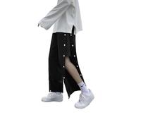 ZHIHUASMTBX Pantalones Careng para Hombres fáciles de Poner y Quitar, diseño Abierto a los Lados, Ideales para Personas encamadas y Pacientes en otoño e Invierno,Negro,X l