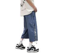 ZHIHUASMTBX Pantalones Holgados de Seda Helada para Hombre, Deportivos de Verano, Playa Casual, Pierna Recta, Largo hasta el Tobillo, de Marca Moderna y Ligeros,Azul,7XL