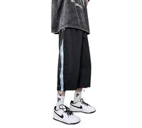 ZHIHUASMTBX Pantalones Holgados de Seda Helada para Hombre, Deportivos de Verano, Playa Casual, Pierna Recta, Largo hasta el Tobillo, de Marca Moderna y Ligeros,Negro,4XL