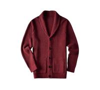 ZHILI Suéter de Cuello de Chal para Hombres suéter Grueso para el Ocio y el Autocultivo_Wine Red_X-Large