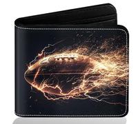 ZHIMEBYE Cartera de piel para adolescentes y niños, con cierre de cremallera, para tarjetas de crédito, identificación de crédito, con cremallera, estética, divertida, Football-Golden Lightning,