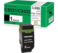 ZHINGUAN CS531 CX532 - Cartucho de tóner de repuesto para impresoras Lexmark CS531 CX532 75M10K0 para impresoras CS531dw, CS632dwe, CX532adwe, CX635adwe (1 negro, con chip profesional)