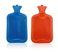Zhioudz 2 PCS Bolsa de Agua Caliente, Botella de Agua Caliente Opaco Classic,Natural Goma Agua Caliente Bolsa,Hot Water Bottle,Bolsa Funda, Goma Botella para Alivio Del Dolor(Rojo,Azul Oscuro)
