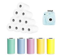 ZHIQIN 15 Rollos de Papel de Impresión para Cámara Infantiles 57 x 25 mm 10 Blancos y 5 Rollos De Colores Papel Termico De Papel de Impresión para Cámara (Blanco Rosa Amarilla Azule Verde Naranja)