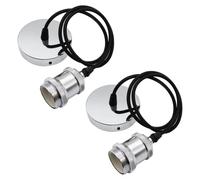 ZHIQIN 2 Piezas Portalámparas E27 con cable y set de montaje Casquillos para Bombillas con Cable Ajustable 100 cm para Bar, Cafetería, Tienda de Ropa, Hogar, Hotel (E)