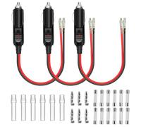 ZHIQIN 3 Piezas Conector Mechero Coche de 12V-24V Enchufe Mecheros Coche con 16AWG Cable Encendedor de Cigarrillos Plug Toma de Mechero con 10A y 15A Fusible para Camiones Motos