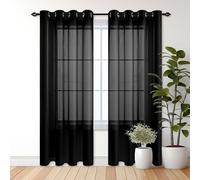 ZHIQXUE Cortinas para Puerta Francesas 850 x 410 cm Transparente Translucidas de Dormitorio Monocolo para Ventanas de Habitacion Infantiles Niños, Negro