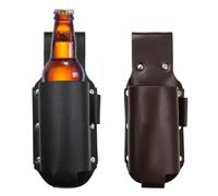 ZHITENG 2 Piezas Bier Holster, Cinturón de Cervezade Piel Sintética para Hombre, Beer Belt Portátil Práctica, Soporte para Cinturón de Cerveza Versátil, para Camping, Fiesta al Aire (Marrón, Negro)