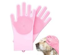 ZHITENG 2 Piezas Guante de Aseo para Mascotas, Guante Pelo Gato de Silicona, Guantes Manopla Quita Pelo Reusable, Guantes de Lavado para Perros Versátiles, para Perro y Gato Grooming (Rosa)