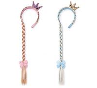 ZHITENG 2 Piezas Peluca de Princesa Rapunzel, Diademas de Princesa de Copo de Nieve Peluca Larga Trenzada para Niñas Accesorio de Vestir Con Trenzas, para Fiesta de Cumpleaños, Cosplay