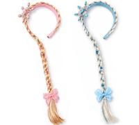 ZHITENG 2 Piezas Peluca de Princesa Rapunzel, Diademas de Princesa de Copo de Nieve Peluca Larga Trenzada para Niñas Accesorio de Vestir Con Trenzas, para Fiesta de Cumpleaños, Cosplay