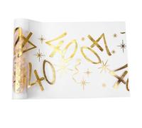 ZHITENG 40 Camino de Mesa de Cumpleaños, 28 cm x 10 m Se Puede Cortar Cinta de Mesa Oro Antimanchas Lavable Tapetes Centros Decorativos Table Runner Decoracion Comedor, para Cumpleaños Festiva