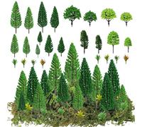 ZHITENG 40 Piezas Arboles Maqueta (4-16CM) Ferrocarril Árbole Arquitectura, Arboles Maqueta de Paisaje Mixto, Ideal para Ferrocarril, Arquitectura y Paisaje Miniatura DIY, Verde Claro y Oscuro