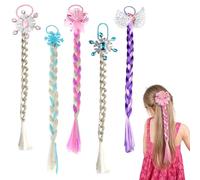 ZHITENG 5 Piezas Extensiones de Cabello para Niños, 40CM Trenzas Pelo Niña | Trenza Rapunzel Niña, Extensiones Colores Accesorios Postizos Sintéticos con Gomas para Princesa Elsa Frozen Vestir Tocados