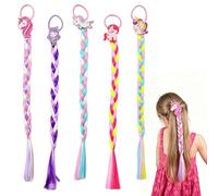ZHITENG 5 Piezas Extensiones de Cabello para Niños, 40CM Trenzas Pelo Niña Trenza Rapunzel Niña, Extensiones Colores Accesorios Postizos Sintéticos con Gomas para Princesa Elsa Frozen Vestir Tocados