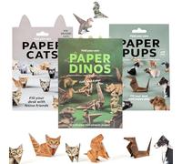 ZHITENG Kit de Origami, 150 Hojas 3D Gato Origami Papel Artesanía Conjunto, Gatos Perros y Dinosaurios Papel Gatos Origami para Adultos Niños Amantes de Los Animales Oficina Decoración Regalo Navidad