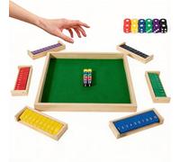 ZHITENG Shut The Box 6 Jugadores, Juego de Mesa de Madera con 12 Dadi Shut The Box Game Cierra Caja Juegos Clásico Juego de Dados de Matemáticas Juegos Fiesta Casa para Bares Fiestas Multicolore