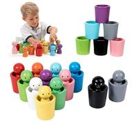 ZHITENG Wooden Sorting Toys, Juguetes Apilables de Clasificación de Colores de Madera Pelota Montessori con 12 Coloridas Bolas de Madera Sorting Balls and Cups, para Aprender a Clasificar Colores