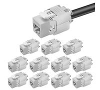 ZHITING 12 cables LAN CAT 7 Keystone RJ45 hembra 10 Gbps hasta 1000 MHz AWG 22 - 24 sin herramientas LSA totalmente apantallado STP hembra RJ45 hembra abrazadera de corte para panel de conexión y