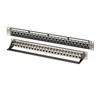 ZHITING Panel de conexión Cat7 de 24 puertos, montaje en rack de 19 pulgadas, 1U blindado (STP) Keystone Patch Panel con 12 módulos Keystone, 10 Gbps, 600 MHz, compatible con Cat6/Cat5e, Negro