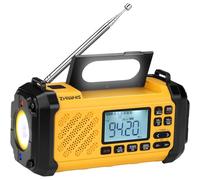 ZHIWHIS Radio de emergencia con Bluetooth, 10000 mAh FM/AM/SW/VHF/NOAA radios meteorológicas con alertas, manivela de mano/solar/SOS/linterna/6 ecualizador/temporizador/reproductor USB con preajuste