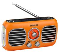 ZHIWHIS Radio de emergencia con ventilador portátil, radios meteorológicas AM/FM/WB con sirena SOS, manivela de mano/panel solar/4000 mAh/perilla giratoria/receptor retro recargable con luz LED ZWS