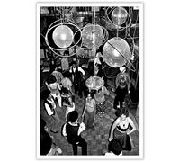 ZHIXQMG Póster retro de fiesta de discoteca en blanco y negro con bola de espejo de los años 80, lienzo bohemio chic para pared, impresión de tequila, impresión en blanco y negro, pintura para sala de