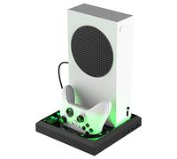 Zhixteu para Xbox Serie X/S Soporte Vertical - Alimentado por USB - 3 Puertos USB - Base de Carga con Luz LED RGB - Soporte de Carga de la Consola de Juego con Mango