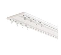 Zhixubah Riel De Cortina Doble Techo De Aluminio 1m~5m Rieles para Cortinas Pesadas Divisor De Espacios Guía Ultrafina con Poleas Silenciosas para Dormitorio Salón Hospital(White,2.6M/8.5FT)