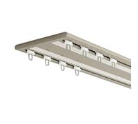 Zhixubah Riel De Cortina Doble Techo De Aluminio 1m~5m Rieles para Cortinas Pesadas Divisor De Espacios Guía Ultrafina con Poleas Silenciosas para Dormitorio Salón Hospital(Champagne,4.8M/15.7FT)