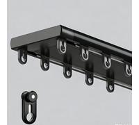 Zhixubah Riel para Cortinas Doble Techo Barra Deslizante Resistente Separación De Espacios Aluminio Guía Recta con Agujeros Preperforados Instalación Fácil para Habitación Oficina(Black,1.1m/3.6ft)
