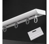Zhixubah Riel para Cortinas Techo De Aleación De Aluminio 0.5m~6m Long Carga 50kg Guía Deslizante con Agujeros Preperforados Conectores para Cortinas Pesadas De Terciopelo Hotel(White,2.8m(9.2ft))