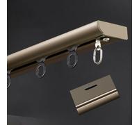 Zhixubah Riel para Cortinas Techo De Aleación De Aluminio 0.5m~6m Long Carga 50kg Guía Deslizante con Agujeros Preperforados Conectores para Cortinas Pesadas De Terciopelo Hotel(Gold,3.4m(11.2ft))