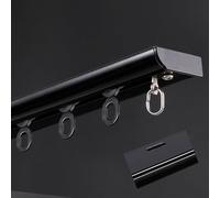 Zhixubah Riel para Cortinas Techo De Aleación De Aluminio 0.5m~6m Long Carga 50kg Guía Deslizante con Agujeros Preperforados Conectores para Cortinas Pesadas De Terciopelo Hotel(Black,2.3m(7.5ft))