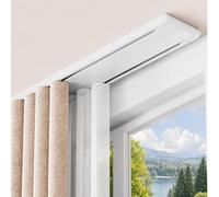 Zhixubah Silencioso Riel de Cortina de 2 vías de Panel Aluminio Doble Techo Aleación De Guía Deslizante Suave Sin Atascos con Conector De Rieles para Dormitorio Salón(White,1.5m(4.9ft))