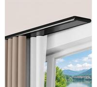 Zhixubah Silencioso Riel de Cortina de 2 vías de Panel Aluminio Doble Techo Aleación De Guía Deslizante Suave Sin Atascos con Conector De Rieles para Dormitorio Salón(Black,3.2m(10.5ft))