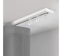 Zhixubah Sistemas Riel Cortina Techo Fino Monorriel Moderno Kit 0.6 2 3.4 5.4 6m De Barra De Cortina Fijación A Techo para Separar Espacios Ventanas Bajas(White,3.8m(12.5ft))