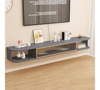 Zhixubah Soporte De TV Flotante De 100 120 140 160 180cm Mueble De TV Suspendido Estantes para TV Montados En La Pared con Puerta Banco De TV De Pared para Salón(Grey,Length 100cm/39in)